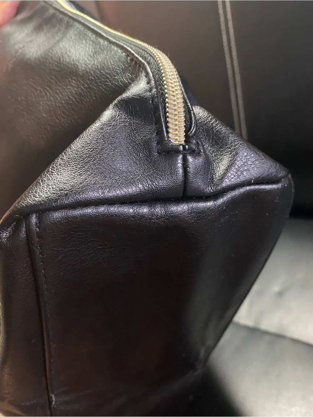 Donna Karan Signature Cashmere Collection Black Faux Leather Shoulder Bag